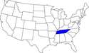 kleine Landkarte USA Tennessee