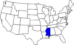 Landkarte USA mit Mississippi