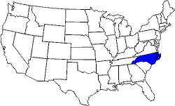 kleine Landkarte USA North Carolina