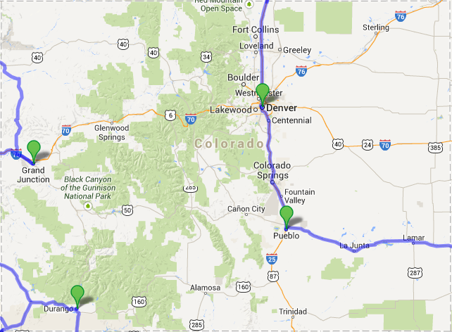 alle Wege in ... , Karte erzeugt mit Hilfe von Google Maps