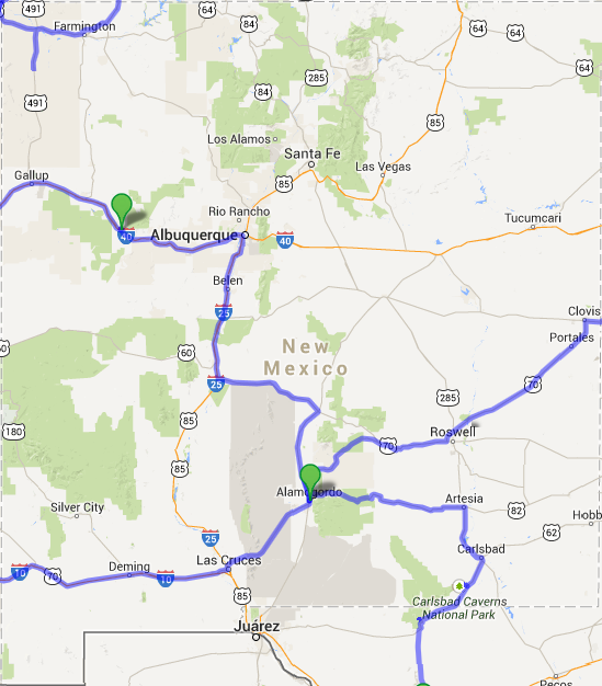 alle Wege in ... , Karte erzeugt mit Hilfe von Google Maps