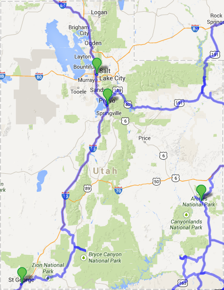 alle Wege in ... , Karte erzeugt mit Hilfe von Google Maps