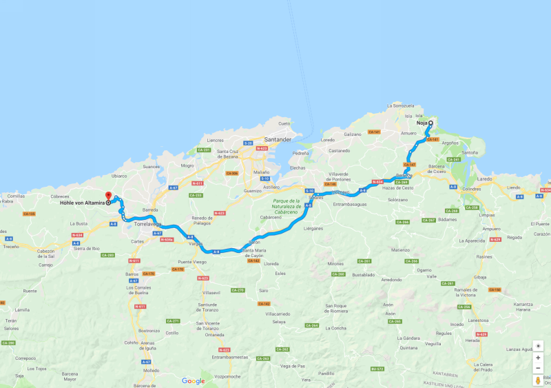 Spanien 1987 Teil 5, Karte erzeugt mit Hilfe von Google Maps