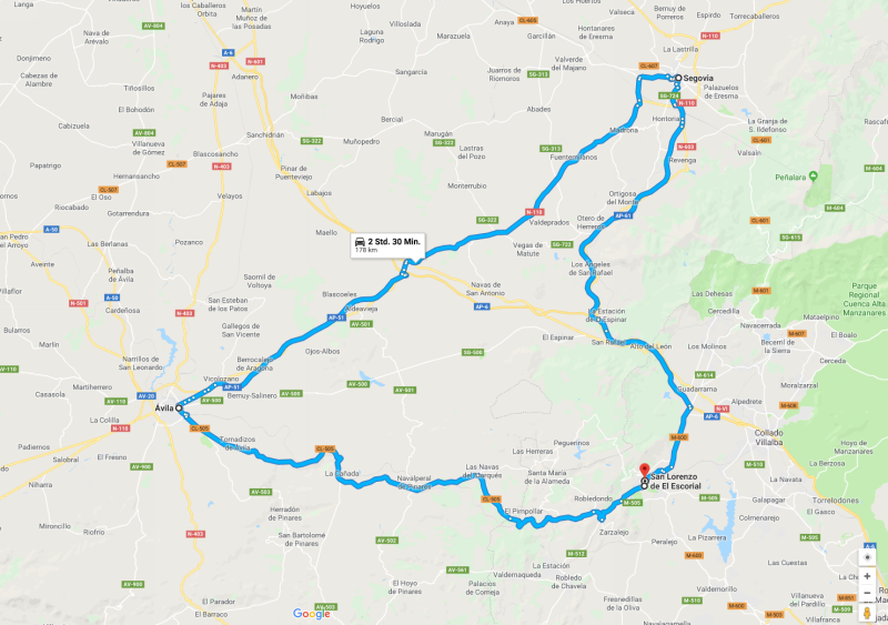 Spanien 1987 Teil 6, Karte erzeugt mit Hilfe von Google Maps