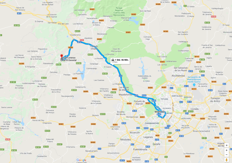 Spanien 1987 Teil 7, Karte erzeugt mit Hilfe von Google Maps