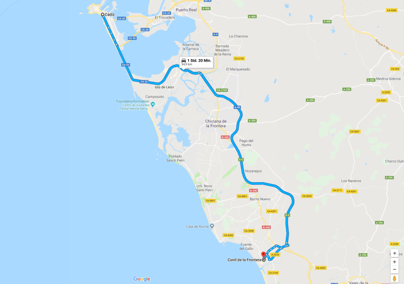 Spanien 1989 Teil 6, Karte erzeugt mit Hilfe von Google Maps