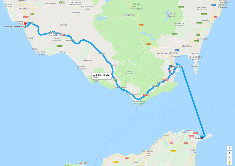 Spanien 1989 Teil 8, Karte erzeugt mit Hilfe von Google Maps