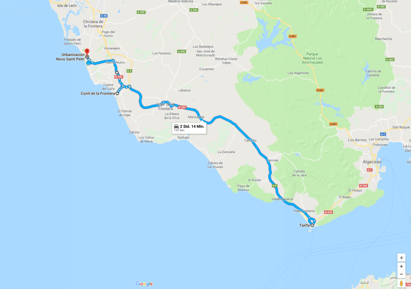 Spanien 2007 Teil 1, Karte erzeugt mit Hilfe von Google Maps