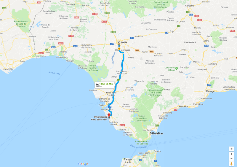 Spanien 2010 Teil 1, Karte erzeugt mit Hilfe von Google Maps