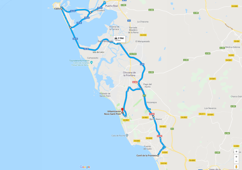 Spanien 2015 Teil 1, Karte erzeugt mit Hilfe von Google Maps