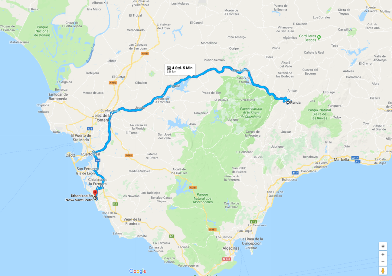 Spanien 2019 Teil 4, Karte erzeugt mit Hilfe von Google Maps