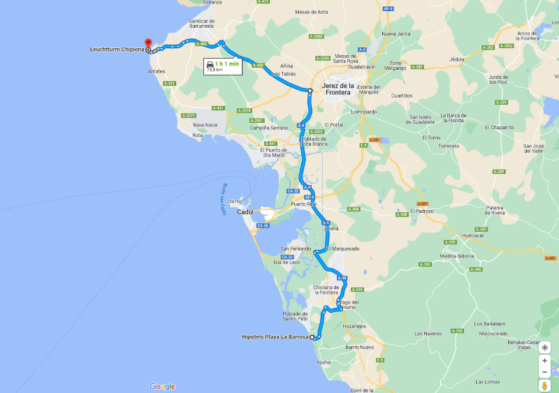 Spanien 2022 Teil 1, Karte erzeugt mit Hilfe von Google Maps