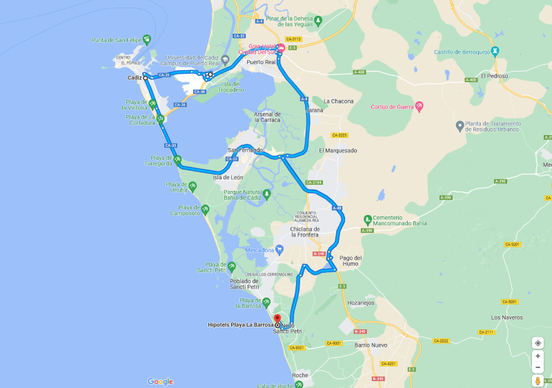 Spanien 2022 Teil 2, Karte erzeugt mit Hilfe von Google Maps