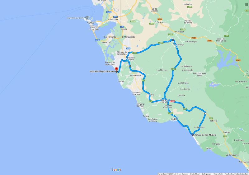 Spanien 2023 Teil 2, Karte erzeugt mit Hilfe von Google Maps