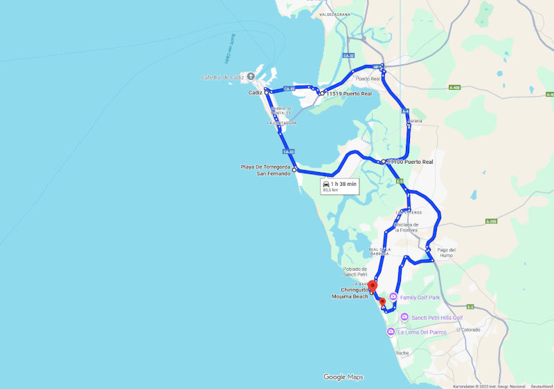 Spanien 2025, Karte erzeugt mit Hilfe von Google Maps